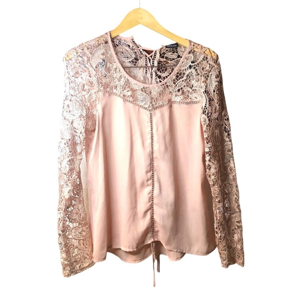 ALLOY APPAREL- WOMEN'S PINK BLUSH LACED TOP BACK RIBBON CLOSURE SIZE LARGE
